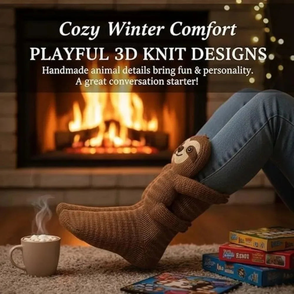 3D Knitted Animal Toddler Socks for Kids - Warm Wool Children's Slipper Socks 4