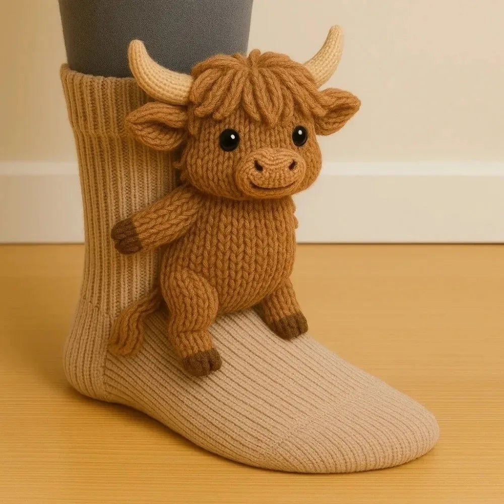3D Knitted Animal Toddler Socks for Kids - Warm Wool Children's Slipper Socks 7