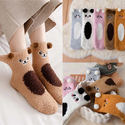Cozy Women's Animal Pattern Winter Socks - Thick Knit, Warm & Fun Designs 0