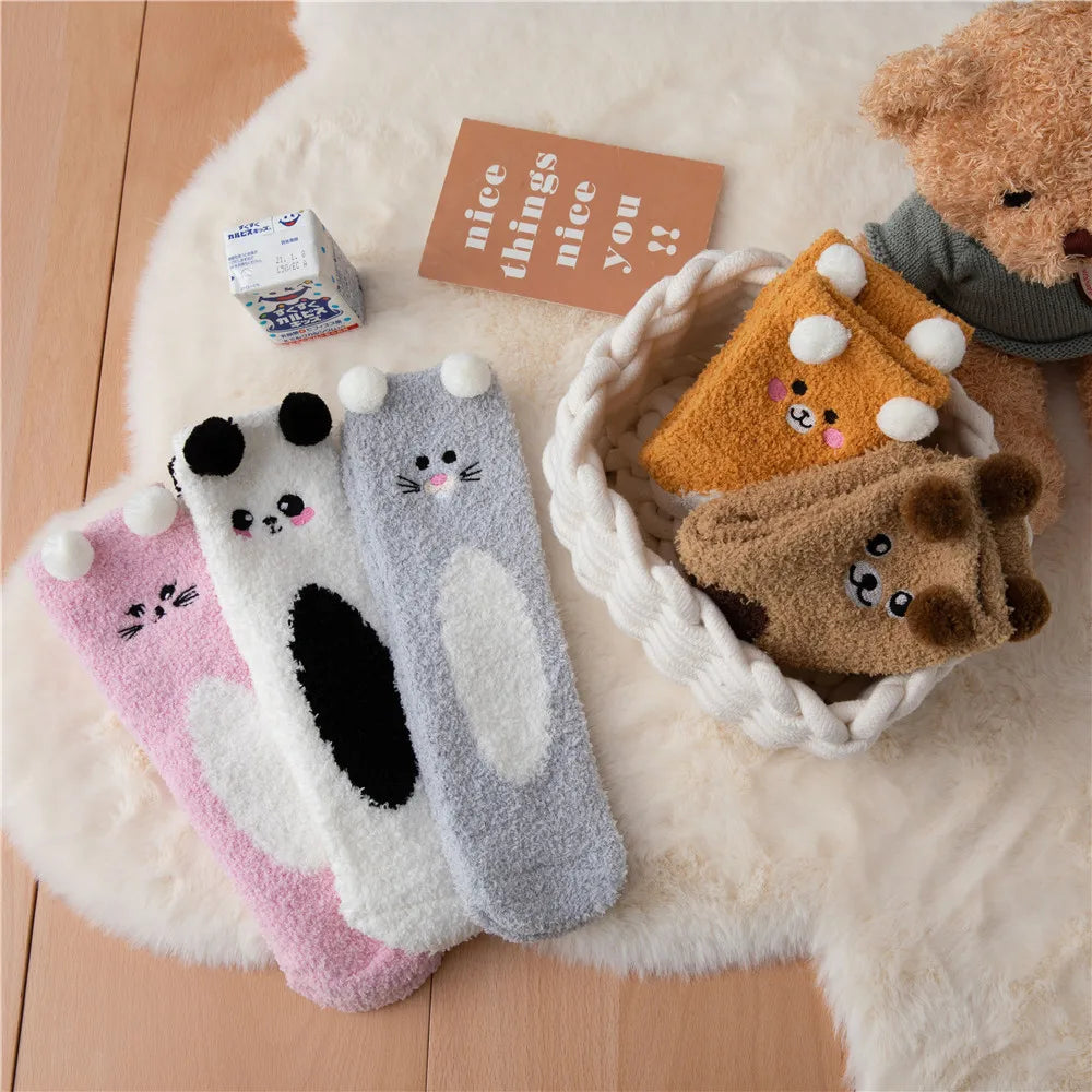 Cozy Women's Animal Pattern Winter Socks - Thick Knit, Warm & Fun Designs 4