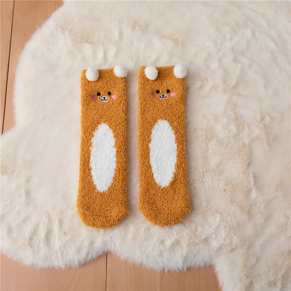 Cozy Women's Animal Pattern Winter Socks - Thick Knit, Warm & Fun Designs 9