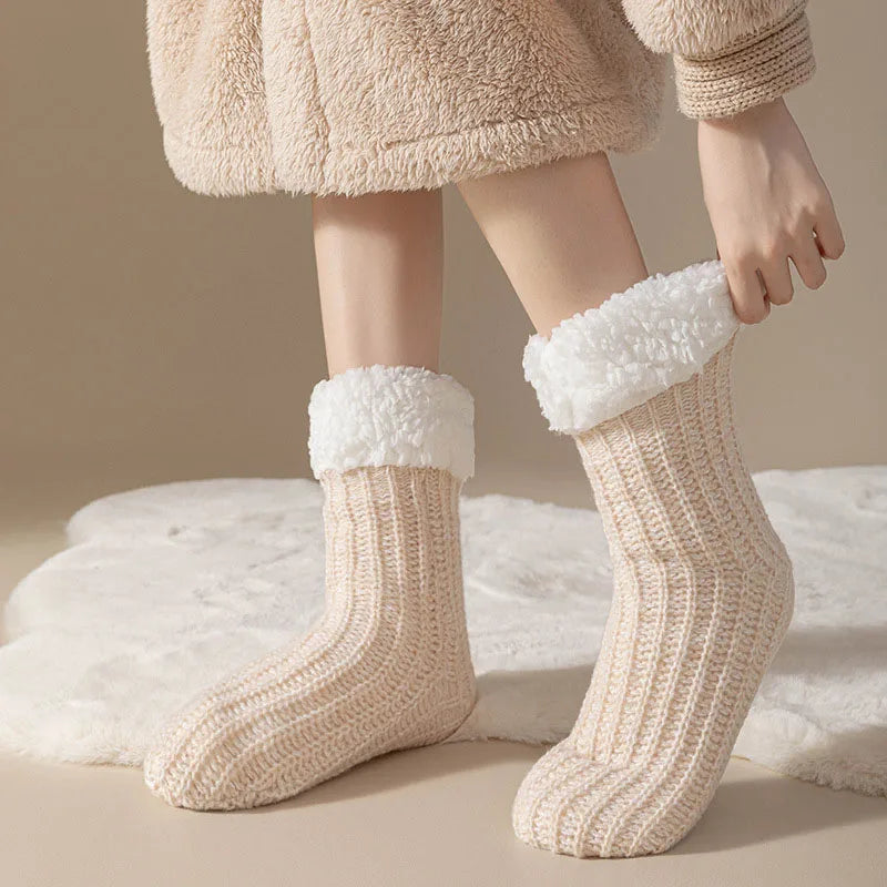 Thick Plush Thermal Indoor Socks for Women - Warm, Breathable, Non-Slip Design 3
