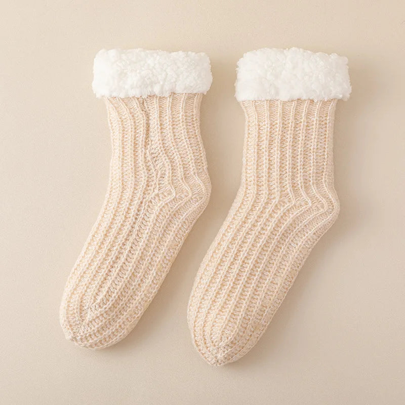 Thick Plush Thermal Indoor Socks for Women - Warm, Breathable, Non-Slip Design 9